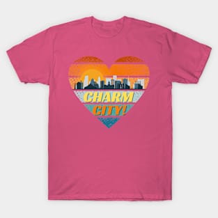 CHARM CITY LOVE MADE WITH HEART SHAPE DESIGN T-Shirt